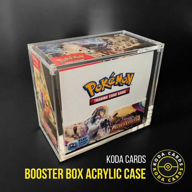 KTM Collectibles Booster Box Acrylic Case displaying a clear protective case for trading card storage.
