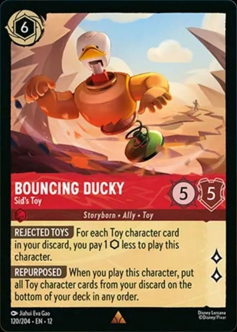 Disney Lorcana Bouncing Ducky Sid's Toy, a colorful animated rubber ducky with a playful bounce, perfect for kids.