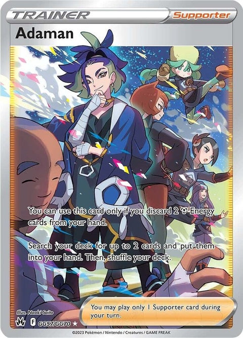 Pokémon Crown Zenith Galarian Gallery Adaman card, GG57/GG70, featuring vibrant artwork of the Pokémon on a collectible card