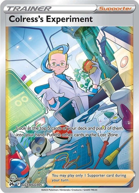 Pokémon Crown Zenith Galarian Gallery card Colress's Experiment GG59/GG70, collectible singles from the Pokémon trading card game