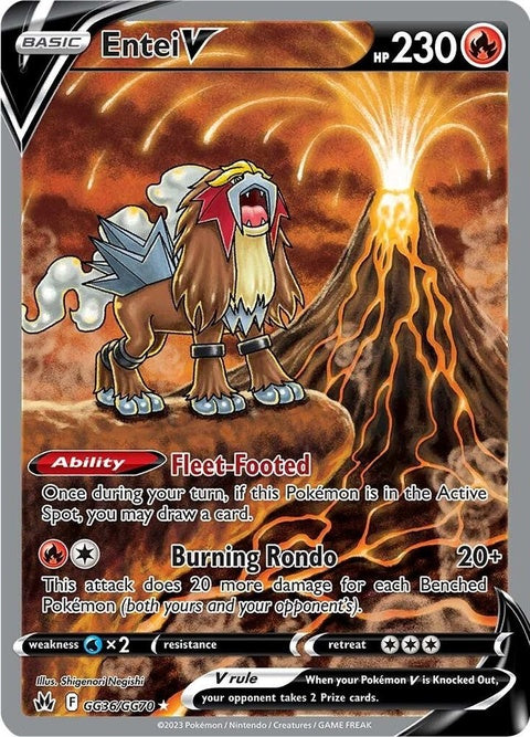 Entei V GG36/GG70 Pokémon Crown Zenith Galarian Gallery card