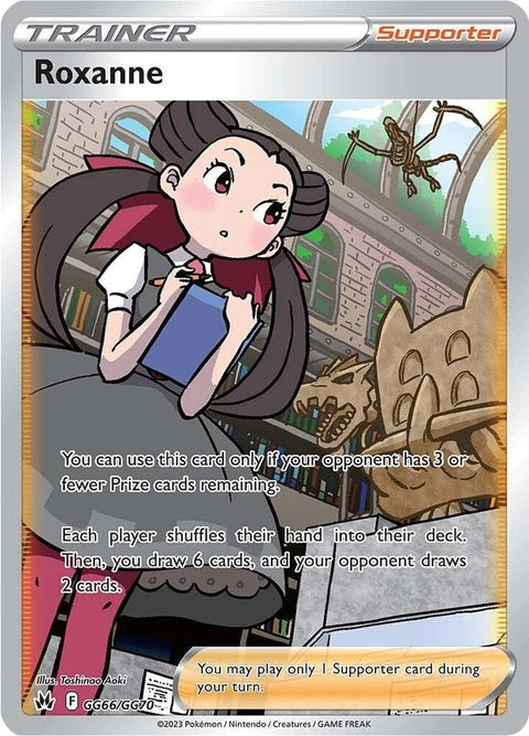 Pokémon Crown Zenith Galarian Gallery Roxanne card, singles from GG66/GG70 series with vibrant artwork.