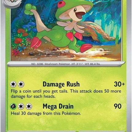 Pokémon Destined Rivals Breloom card from the Singles series, featuring detailed artwork of the Fighting and Grass-type Pokémon.