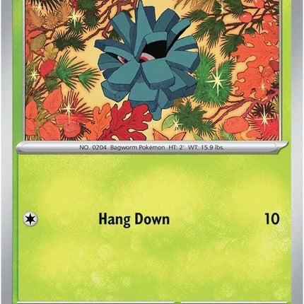 Pokémon Destined Rivals Pineco Pokémon card from the Singles collection, featuring detailed artwork of Pineco.
