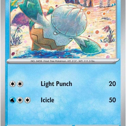 Pokémon Destined Rivals Snover Pokémon card, showcasing detailed illustration of the grass and ice-type Pokémon.