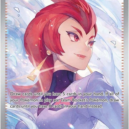 Pokémon Destined Rivals Team Rocket's Ariana single card featuring her in a dynamic pose with Team Rocket branding.