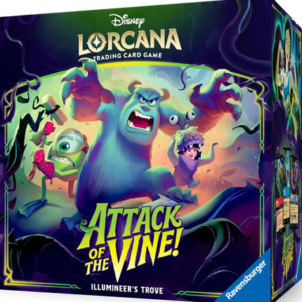 Disney Lorcana TCG Illumineer's Trove Set 13 featuring Attack of the Vine cards and collectible game pieces.