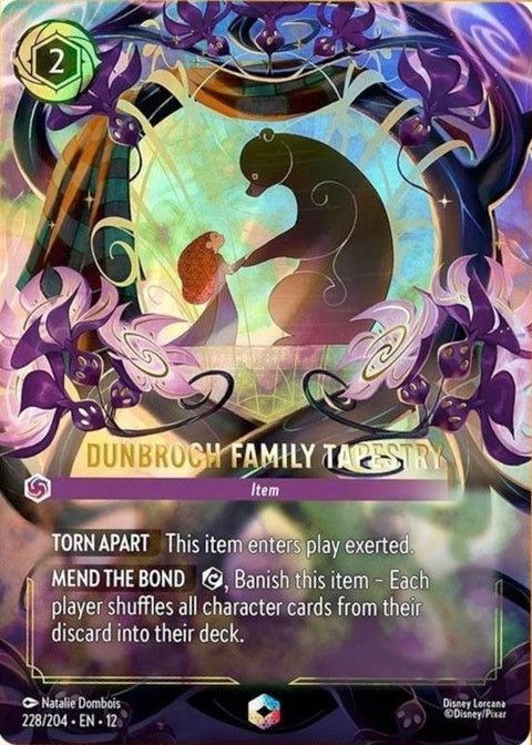 Disney Lorcana Dunbroch Family Tapestry single card featuring detailed illustration of the Dunbroch family from the Disney game.