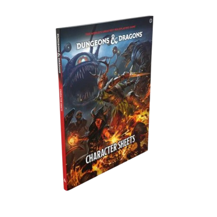 Dungeons & Dragons character sheets book with fantasy artwork on a white background
