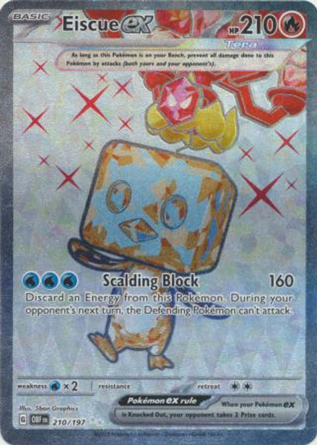 Eiscue ex 210/197 Full Art Pokémon card from Obsidian Flames set, featuring vibrant artwork, by KTM Collectibles UK.