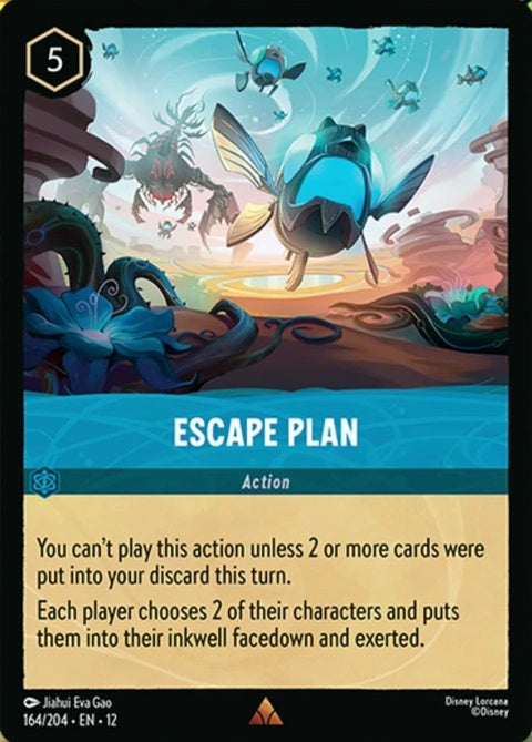 Disney Lorcana Escape Plan (164) singles card featuring vibrant artwork and detailed design, ideal for collectors and players.