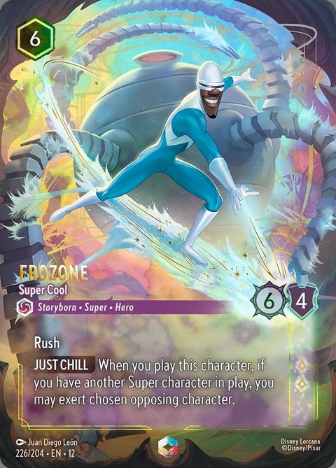 Disney Lorcana Frozone - Super Cool collectible card, featuring Frozone in a dynamic pose from the singles series.