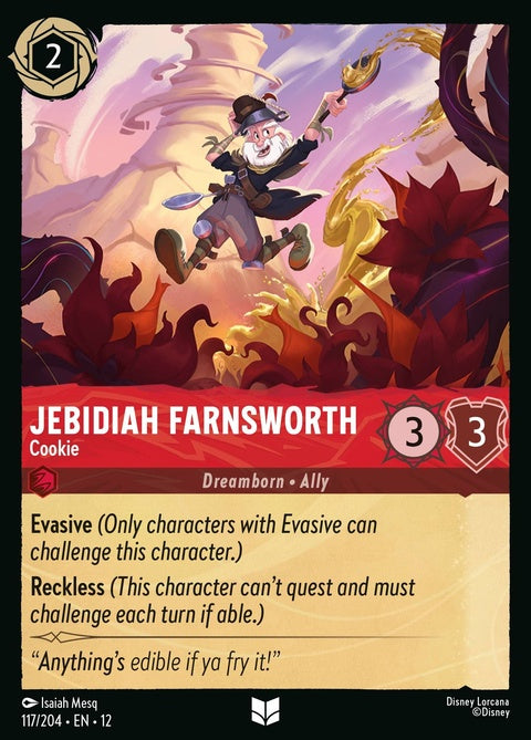 Disney Lorcana Jebidiah Farnsworth Cookie single featuring colorful character artwork on a collectible card