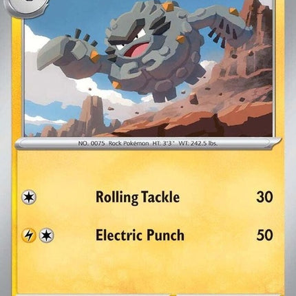 Alolan Graveler Pokémon card from Journey Together set, featuring detailed illustration of the Electric/Rock-type Pokémon.