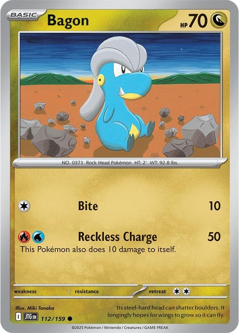 Pokémon Journey Together Bagon 112 single card featuring Bagon in a vibrant, colorful design with Pokémon branding.