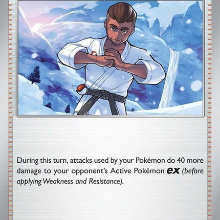 Pokémon Journey Together Black Belt's Training Singles card, featuring vibrant artwork and collectible design.