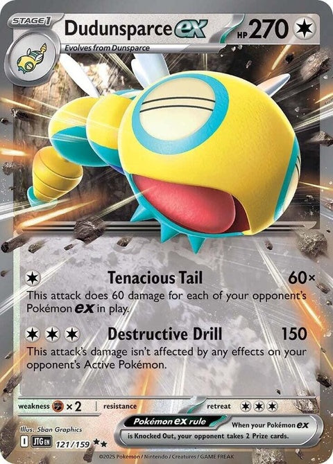 Pokémon Journey Together Dudunsparce EX single card featuring Dudunsparce Pokémon in vibrant artwork.