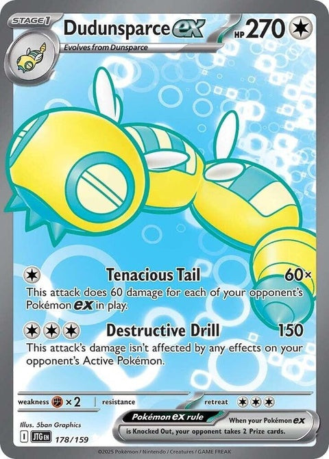 Pokémon Journey Together Dudunsparce EX card from the Singles collection, featuring detailed artwork of the Pokémon Dudunsparce.