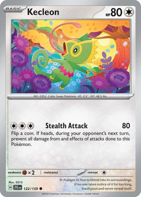 Pokémon Journey Together Kecleon single card featuring colorful illustration of Kecleon standing with vibrant background.