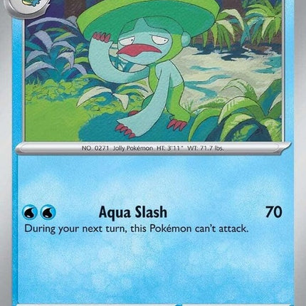 Pokémon Journey Together Lombre 36 singles card featuring Lombre in vibrant artwork and bold branding.