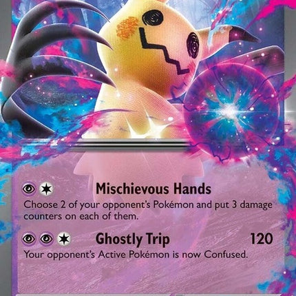 Pokémon Journey Together Mimikyu EX single card featuring Mimikyu's design with vibrant artwork and collectible details.