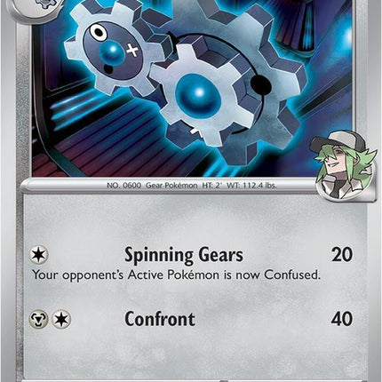 Pokémon Journey Together N's Klang 104 singles card featuring N and Klang in vibrant artwork.