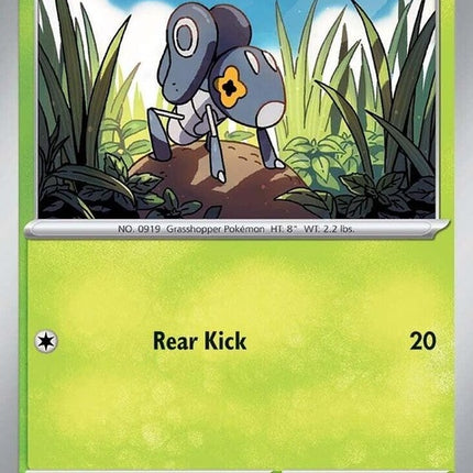 Pokémon Journey Together Nymble Singles trading card featuring Nymble in a dynamic pose on a colorful background.