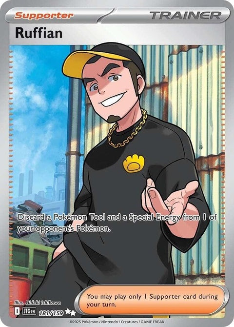 Pokémon Journey Together Ruffian 181 Singles card featuring colorful Pokémon artwork and vibrant design.