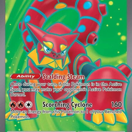 Pokémon Journey Together Volcanion EX single card featuring vibrant artwork of the fire and water-type Pokémon.