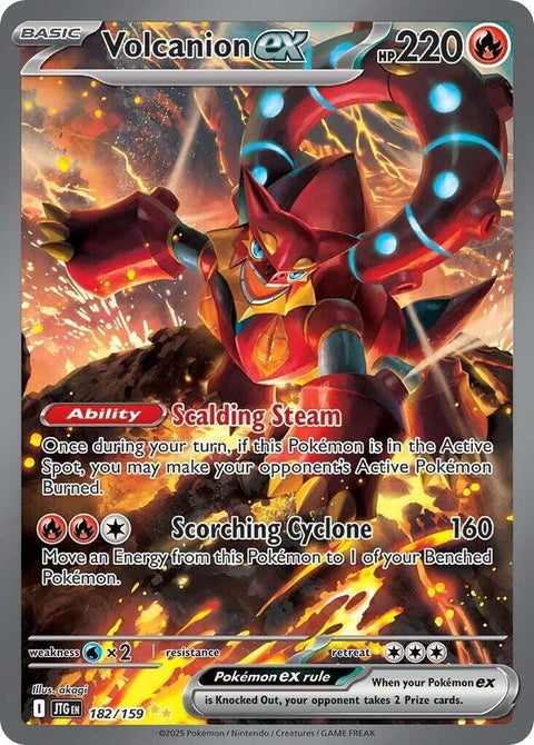 Pokémon Journey Together Volcanion EX single card featuring artwork of Volcanion from the Pokémon Trading Card Game.