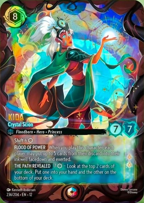 Kida Crystal Scion Disney Lorcana singles card featuring Kida in a detailed crystal design and vibrant artwork.