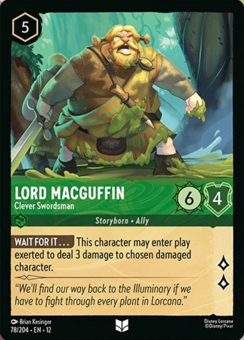 Disney Lorcana Lord MacGuffin Clever Swordsman singles card featuring a detailed illustration of a swordsman character.