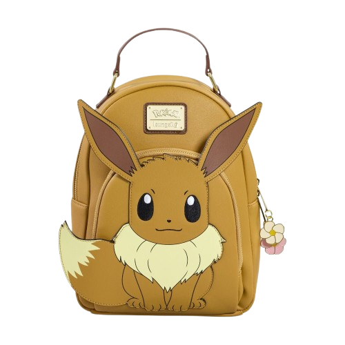 Eevee mini backpack by Loungefly made of faux leather, featuring detailed Eevee design and compact bag shape.