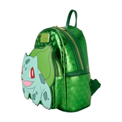Loungefly Pokémon Bulbasaur mini backpack made of faux leather with detailed Bulbasaur design, compact bag for fans and collectors.
