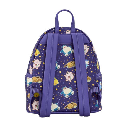 Vegan leather Loungefly Pokémon Sleeping Pikachu mini backpack featuring a sleeping Pikachu design on a compact bag.