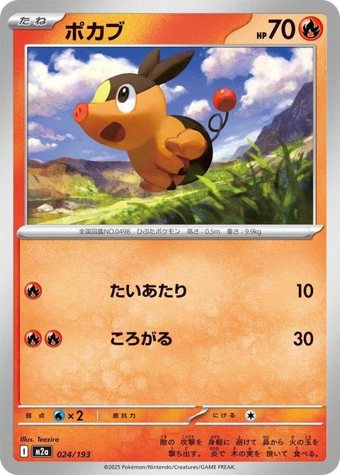 Japanese Pokémon M2a High Class Pack Mega Dream ex Tepig singles card, featuring vibrant artwork of the Pokémon Tepig.