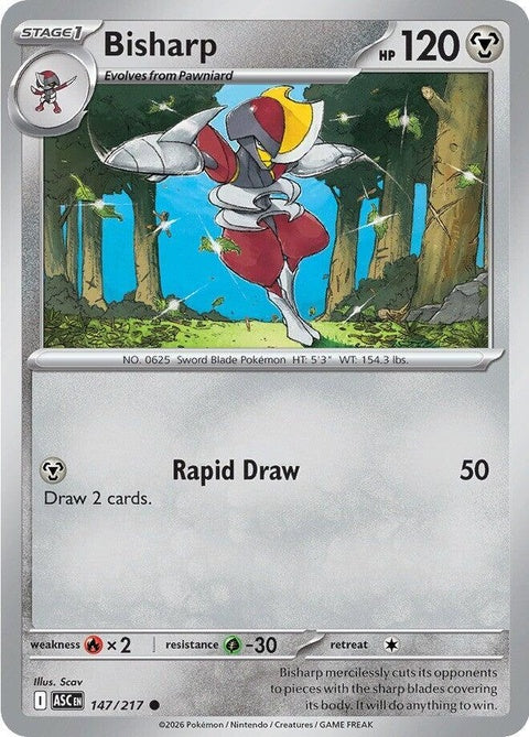 Pokémon Me: Ascended Heroes Bisharp single card featuring Bisharp in dynamic artwork from the Pokémon brand.