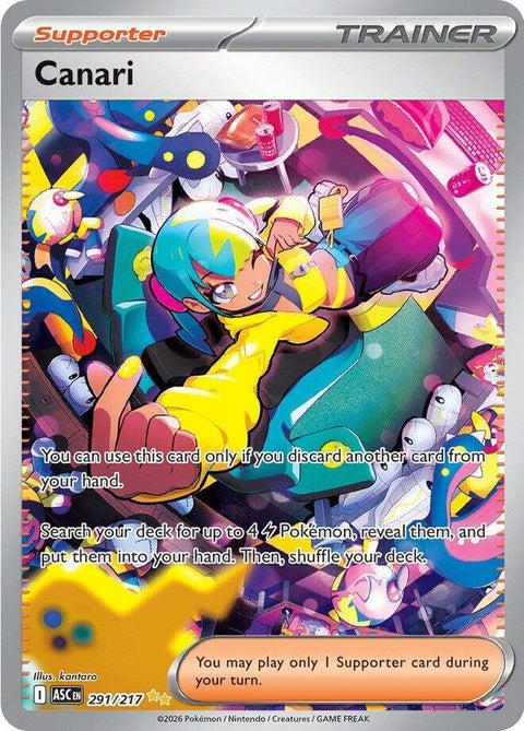 Pokémon ME: Ascended Heroes Canari single card featuring Canari character from the Pokémon trading card game.