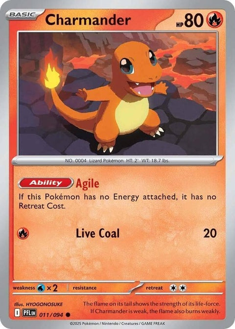 Pokémon TCG Charmander 11 card from ME02 Phantasmal Flames.