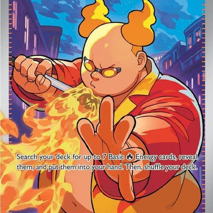 Pokémon ME02 Phantasmal Flames Firebreather single card featuring fiery artwork from the Pokémon TCG.