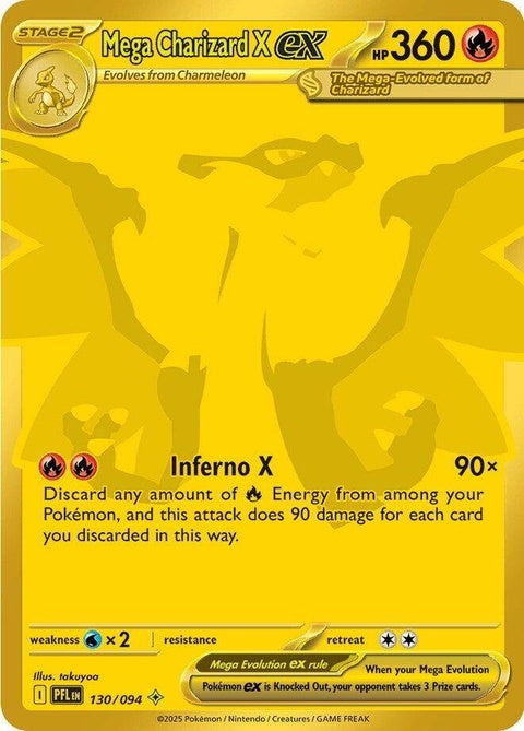 Pokémon Mega Charizard X EX card from Phantasmal Flames set, featuring artwork of Mega Charizard X with fiery design.