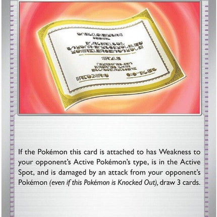 Pokémon Chaos Rising Adversity Policy single card, featuring vibrant artwork and game details on the front.