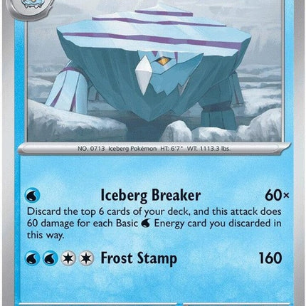 Pokémon Chaos Rising Avalugg single card from the ME04 set, featuring detailed artwork of the Ice-type Pokémon Avalugg.