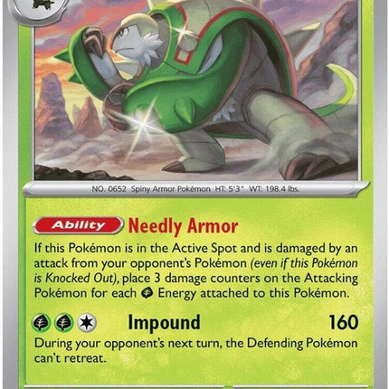 Pokémon Chaos Rising Chesnaught card from the ME04 set, featuring detailed artwork and vibrant colors.