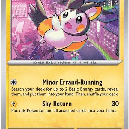 Emolga Pokémon card from Chaos Rising set, featuring a vibrant illustration of the Electric Flying type Pokémon.