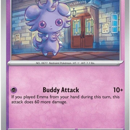Single Pokémon card featuring Espurr from the Chaos Rising set, with vibrant artwork and detailed card design.