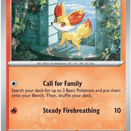 Fennekin Pokémon card from Chaos Rising set, featuring vibrant artwork of the fire-type Pokémon in a dynamic pose.