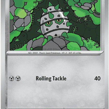 Pokémon Ferroseed from Chaos Rising set, singles card, featuring detailed artwork of the Grass and Steel type Pokémon.
