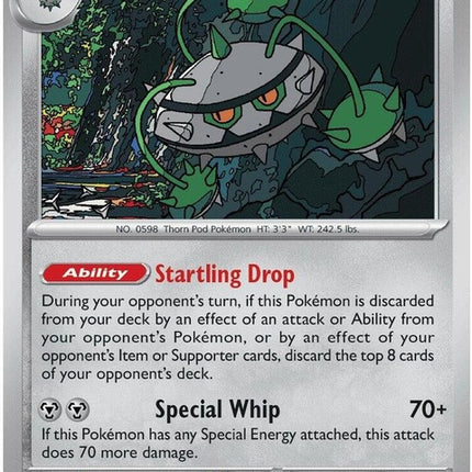 Ferrothorn Pokémon card from Chaos Rising set, featuring detailed artwork and branding on a Pokémon Singles card.