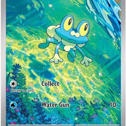Pokémon Chaos Rising Froakie single card from ME04 set, featuring detailed artwork of the water-type Pokémon.